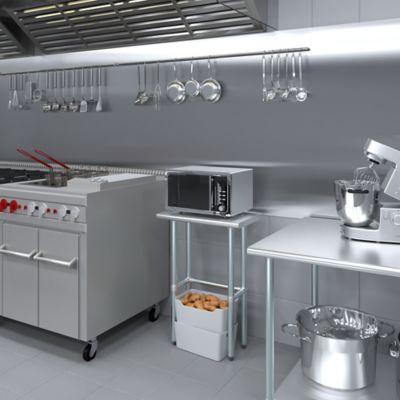 Image showing  14 in. x 24 in. Metal Table with Open Base