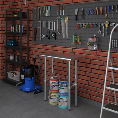 Image showing 6 th AmGood 14 x 30in. Metal Table with Open Base