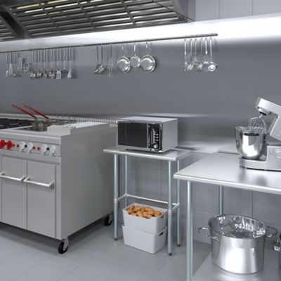 Image showing 7 th AmGood 14 x 30in. Metal Table with Open Base