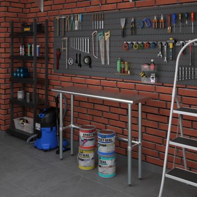 Image showing  14 x 48in. Metal Table with Open Base