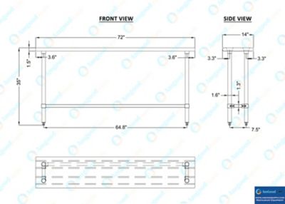 Image showing 8 th AmGood 14 x 72in. Metal Table with Open Base