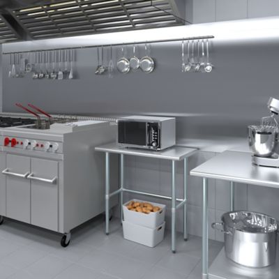 Image showing  18 x 36in. Metal Table with Open Base