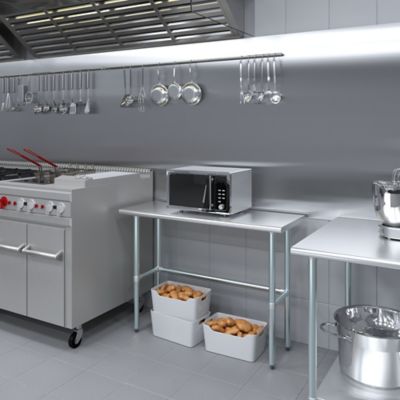 Image showing  18 x 48in. Metal Table with Open Base