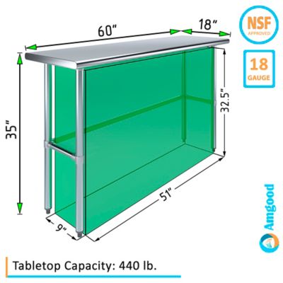 Image showing  18 x 60in. Metal Table with Open Base