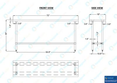 Image showing 8 th AmGood 18 x 72in. Metal Table with Open Base