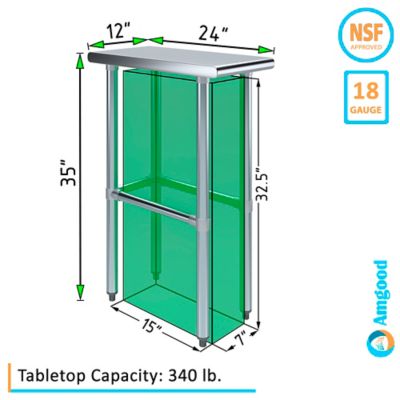 Image showing  24 x 12in. Metal Table with Open Base