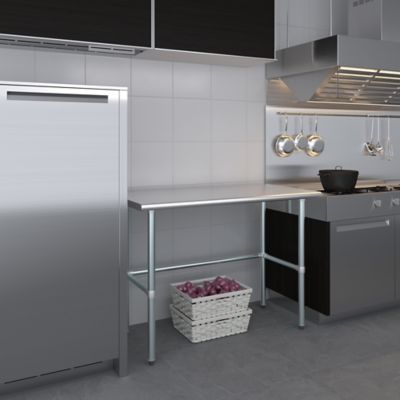 Image showing 6 th AmGood 24 x 48in. Metal Table with Open Base