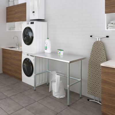 Image showing 7 th AmGood 24 x 48in. Metal Table with Open Base
