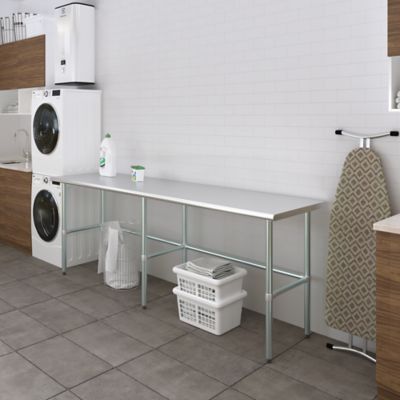 Image showing 7 th AmGood 24 x 96in. Metal Table with Open Base