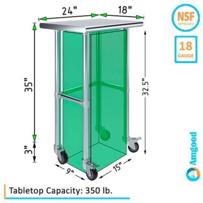 Image showing  18 in. x 24 in. Open Base Table with Wheels