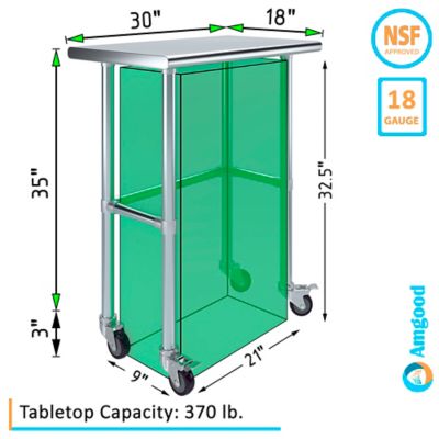 Image showing  18 x 30in. Open Base Table with Wheels