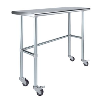 AmGood 18 x 48in. Open Base Table with Wheels