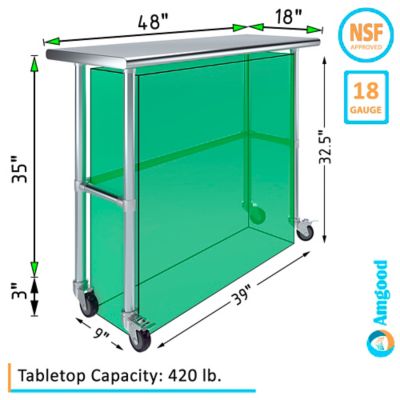 Image showing  18 x 48in. Open Base Table with Wheels