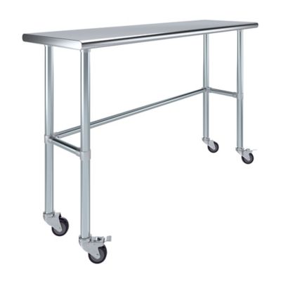 AmGood 18 x 60in. Open Base Table with Wheels