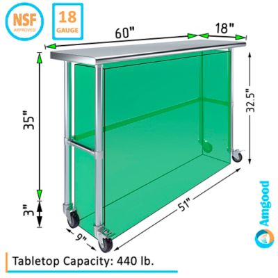 Image showing  18 x 60in. Open Base Table with Wheels