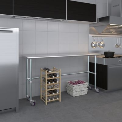 Image showing 6 th AmGood 18 x 72in. Open Base Table with Wheels