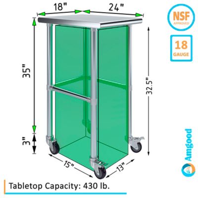 Image showing  24 x 18in. Open Base Table with Wheels