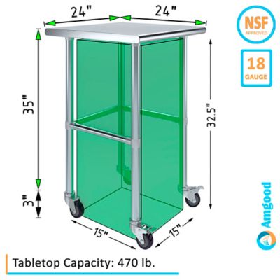 Image showing  24 x 24in. Open Base Table with Wheels