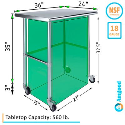 Image showing  24 x 36in. Open Base Table with Wheels