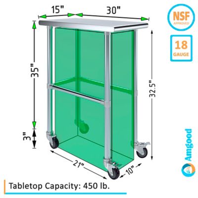 Image showing  30 x 15in. Open Base Table with Wheels