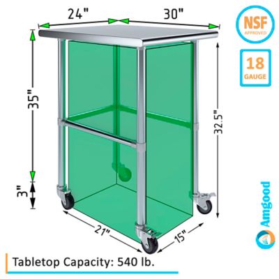 Image showing  30 x 24in. Open Base Table with Wheels