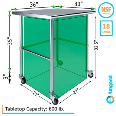 Image showing  30 x 36in. Open Base Table with Wheels