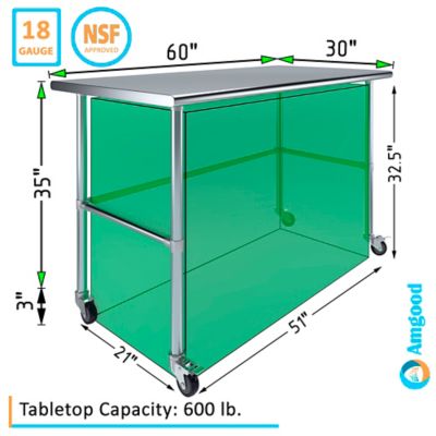 Image showing  30 x 60in. Open Base Table with Wheels