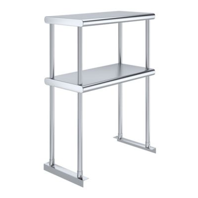 AmGood 12 in. x 24 in. Metal Double-Tier Shelf