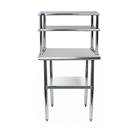 AmGood 12 in. x 24 in. Metal Double-Tier Shelf