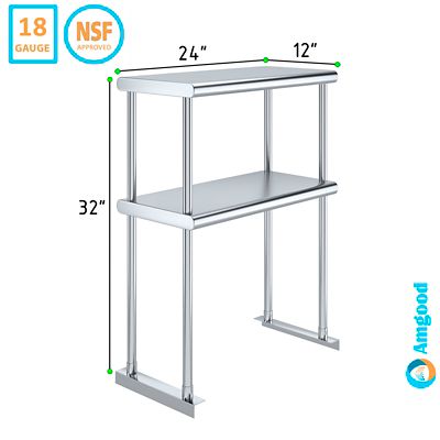 Image showing  12 in. x 24 in. Metal Double-Tier Shelf