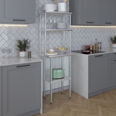 Image showing 5 th AmGood 12 in. x 24 in. Metal Double-Tier Shelf