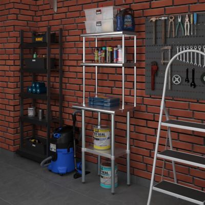 Image showing 6 th AmGood 12 in. x 24 in. Metal Double-Tier Shelf