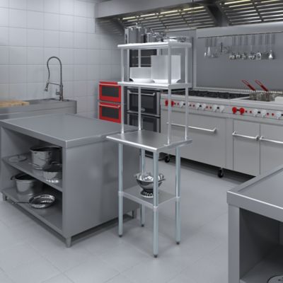 Image showing 7 th AmGood 12 in. x 24 in. Metal Double-Tier Shelf