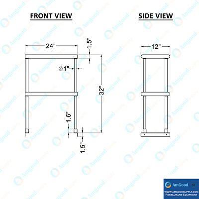 Image showing 8 th AmGood 12 in. x 24 in. Metal Double-Tier Shelf