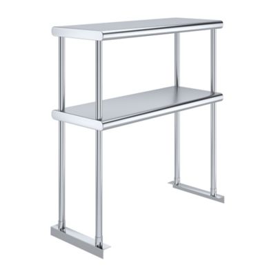 AmGood 12 in. x 30 in. Metal Double-Tier Shelf