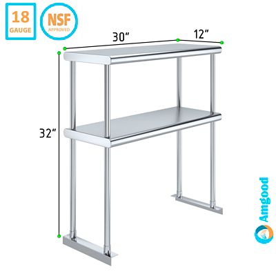 Image showing  12 in. x 30 in. Metal Double-Tier Shelf