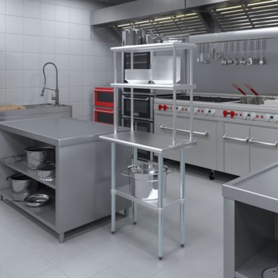 Image showing  12 in. x 30 in. Metal Double-Tier Shelf