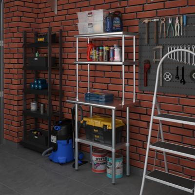 Image showing  12 in. x 30 in. Metal Double-Tier Shelf