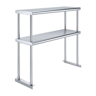 AmGood 12 in. x 36 in. Metal Double-Tier Shelf