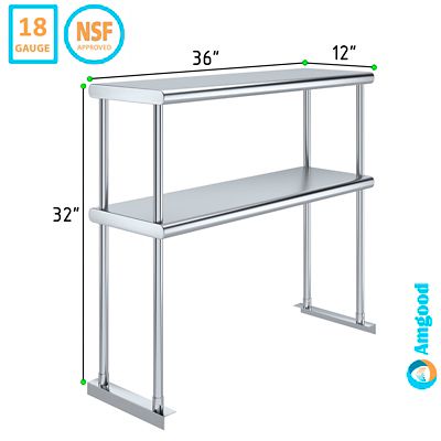 Image showing  12 in. x 36 in. Metal Double-Tier Shelf