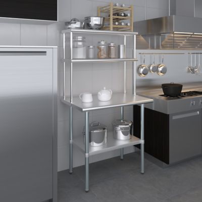 Image showing  12 in. x 36 in. Metal Double-Tier Shelf