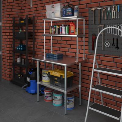 Image showing  12 in. x 36 in. Metal Double-Tier Shelf