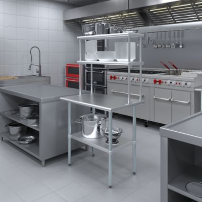 Image showing 5 th AmGood 12 in. x 36 in. Metal Double-Tier Shelf