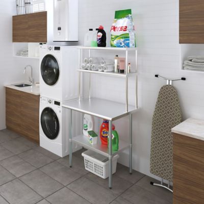Image showing 6 th AmGood 12 in. x 36 in. Metal Double-Tier Shelf