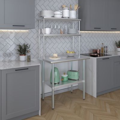 Image showing 7 th AmGood 12 in. x 36 in. Metal Double-Tier Shelf