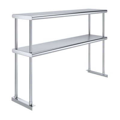 AmGood 12 in. x 48 in. Metal Double-Tier Shelf