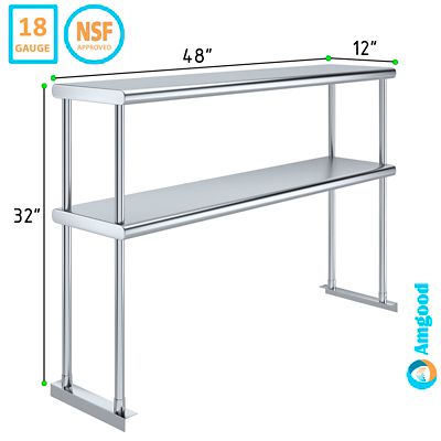 Image showing  12 in. x 48 in. Metal Double-Tier Shelf