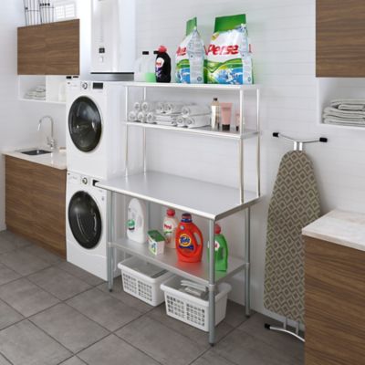 Image showing  12 in. x 48 in. Metal Double-Tier Shelf