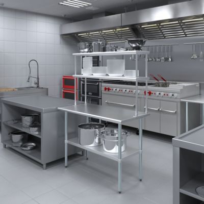 Image showing  12 in. x 48 in. Metal Double-Tier Shelf