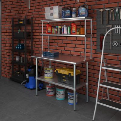 Image showing  12 in. x 48 in. Metal Double-Tier Shelf